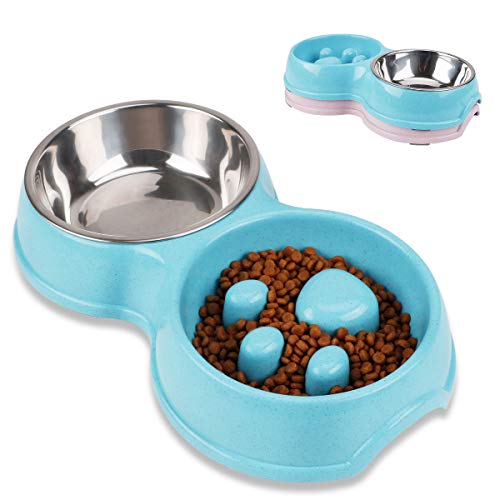 最安値 犬 食器 犬猫用ボウル ペット食器 早食い防止 スローフード 健康志向 胃腸や身体への負担軽減でき 食事滑り止め ステンレス ペット 皿 食器台の価格比較