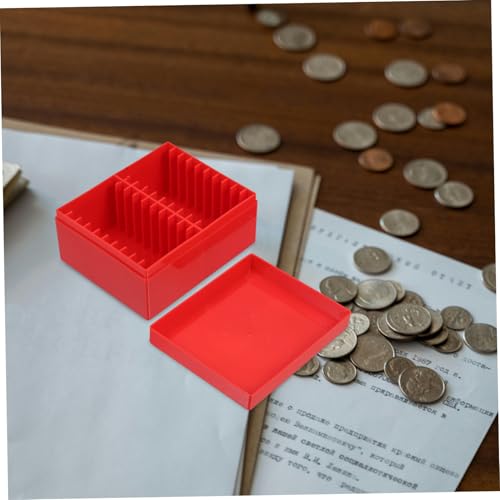 Caja organizadora de monedas portátil rojo 20 piezas miniatura 5