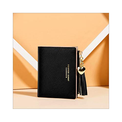 Chic Boutique De Mode Small Wallets For Women Girls Teens Slim Wallet Ladies Purse Cute Leather Thin Coin Zipper Minimalist Elegant (Black/Small) #TOP5