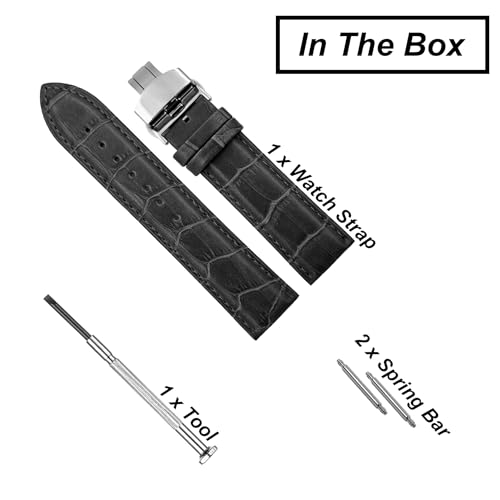 Image of DBLACK ''HOOK'' Leather Watch Strap with Butterfly Lock, Bamboo Design Pattern Full Padded Watch Belt / / For 18mm, 20mm, 22mm, or 24mm Watch Band (Choose Your Size & Color)