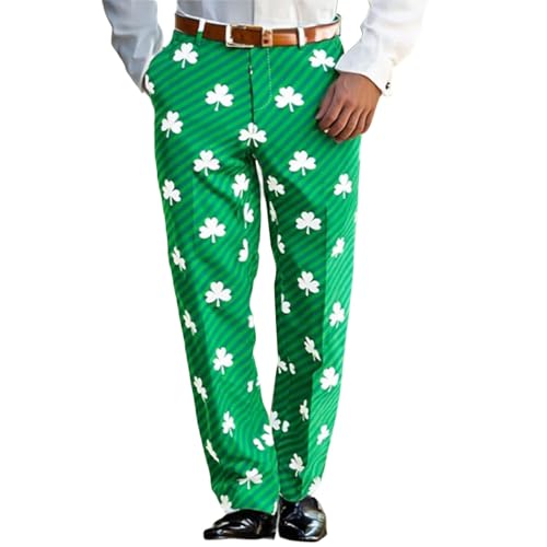 Pantalon habillé pour homme à motif trèfle et coupe droite décontractée