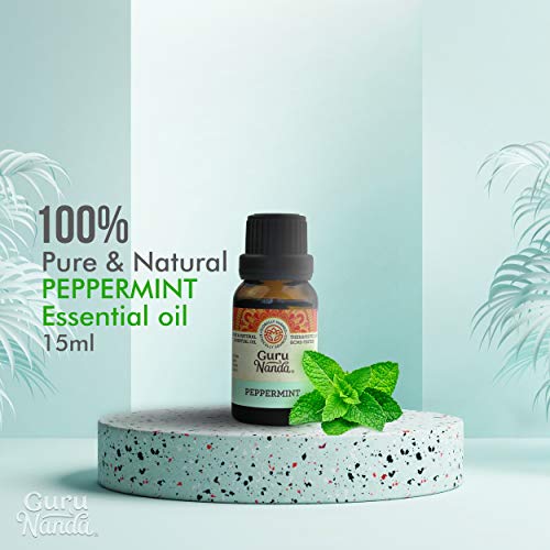 Gurunanda Peppermint Essential Oil (Pack Of 2 X 0.5 Fl Oz) - 100% Pure Therapeutic Grade, Undiluted Aromatherapy Oil For Headaches - Diffuser Essential Oil For Hair Growth - Fresh Menthol Scent #TOP1