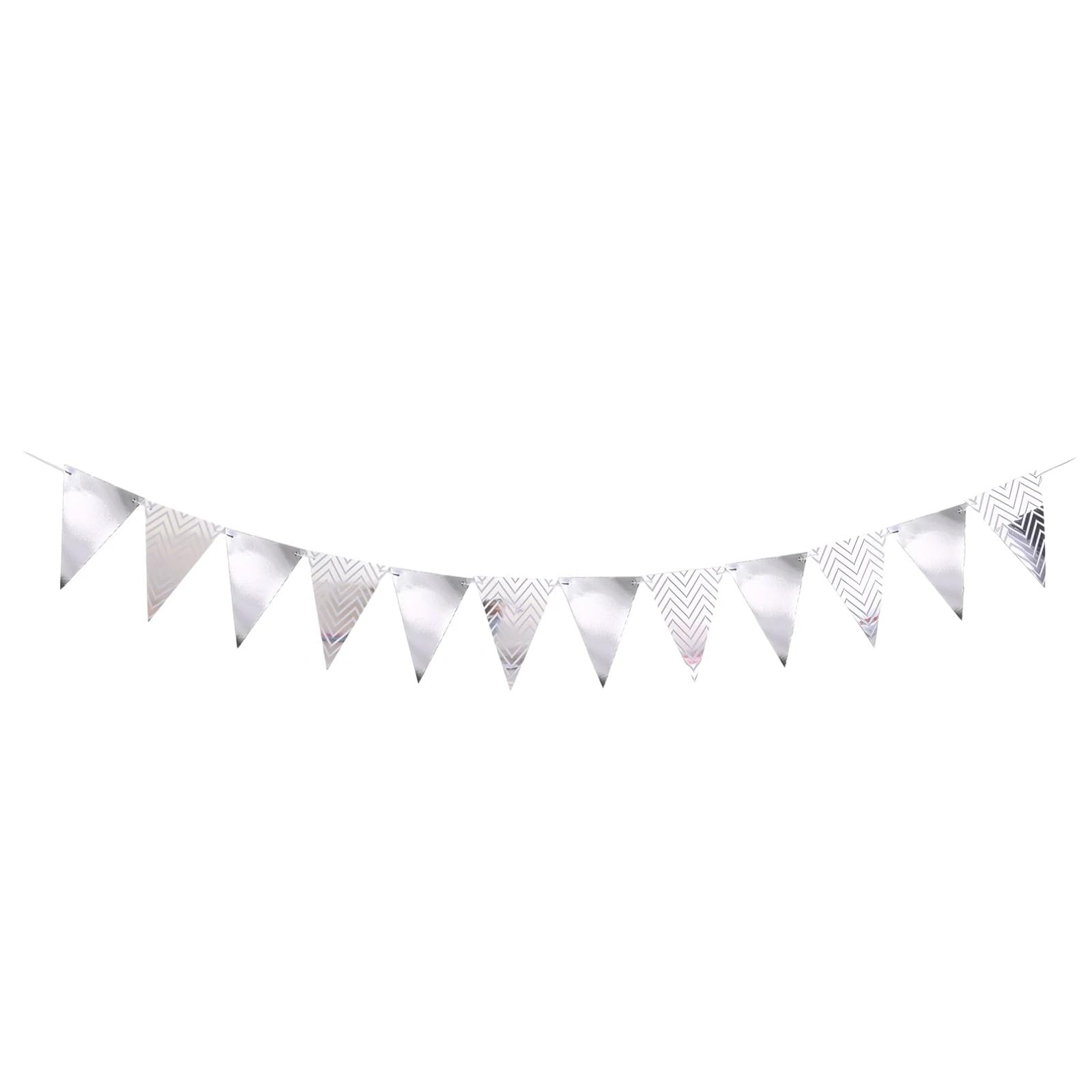 Dreieckige Bunting-Banner, 1 Set, mehrfarbige Papierkarten-Flaggen for Geburtstag, Hochzeit, Party-Dekorationen(Silver)
