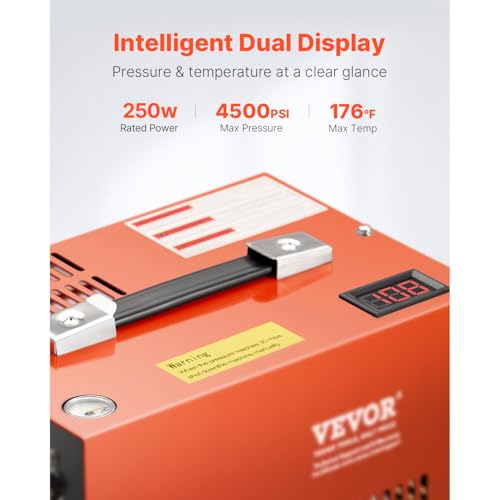 Image of VEVOR PCP Air Compressor, 4500PSI /30Mpa Portable PCP Airgun Compressor with Built-in Converter & Fan Cooling System, DC12V /AC120V Manual-Stop Air Rifle, Paintball and Scuba Tank Compressor Pump