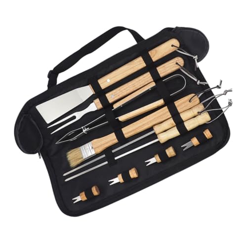 Kit Parrillero Portátil 10 Piezas con Mango de Madera miniatura 1