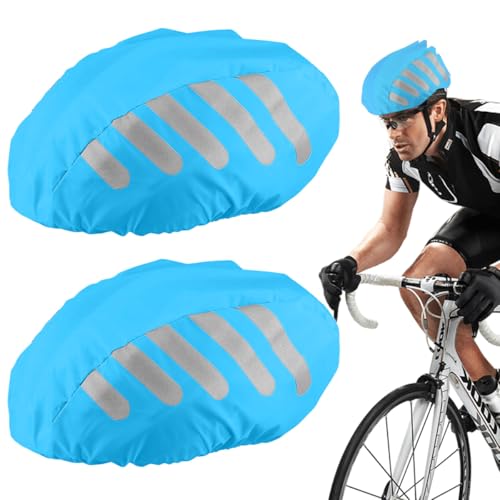 LGZIN 2er Set Reflektierender Fahrradhelm Regenüberzug Blau