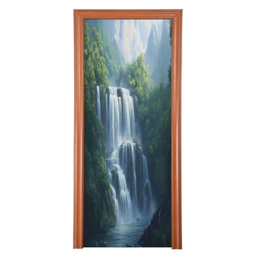 FLildon Waterfall Picturesque Scenery Door Cover Decoration, Party Accessory Porch Decor for Festive Ornament Room Door Covers 36 x 98 Inch