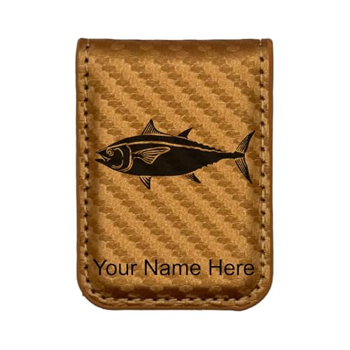 LaserGram Slim Magnetic Money Clip, Tuna Fish, Personalized Engraving Included (Carbon Fiber Bronze)