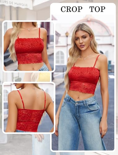 Image of Avidlove Bralettes for Women Lace Spaghetti Strap Tank Top Tube Slim Basic Camisole