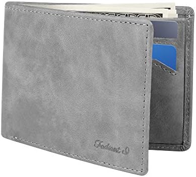 Fadiant I Slim Wallet for Men -Thin Bifold Genuine Leather RFID Blocking Minimalist Stylish Front Pocket Mens Wallets (Slate Gray-ID)