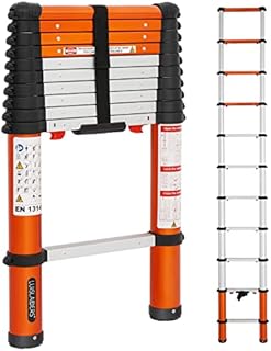 LUISLADDERS 10.5ft Telescoping Ladder Aluminum Telescopic Extension One-Button Retraction EN131 330 Pound Capacity Tall Multi Purpose