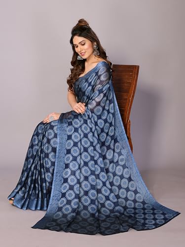 Image of MIRCHI FASHION Women Saree Chiffon Flower Print | Breathable Lightweight Sari for Office and Daily Use with Unstitched Blouse Piece (Available in 30 Styles)