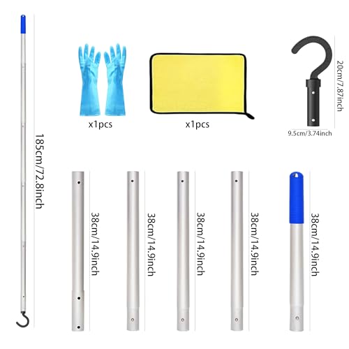 Miniatura 2 de Jiahuade Gancho Para Robot De Piscina Con Poste Telescópico 185cm,Pool Vacuum Sweeper Hooks,Gancho De Agarre Para Aspiradora De Piscina,Ganchos Para Todos Los Limpiadores Robóticos De Piscina
