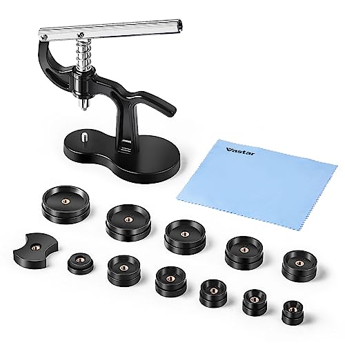Vastar Uhren-Press-Set, Uhrengehäuse-Press-Set mit 12 Matrizen (18–50 mm), Metall-Uhren-Reparatur-Werkzeug-Set, Uhren-Press-Werkzeug mit Reinigungspad