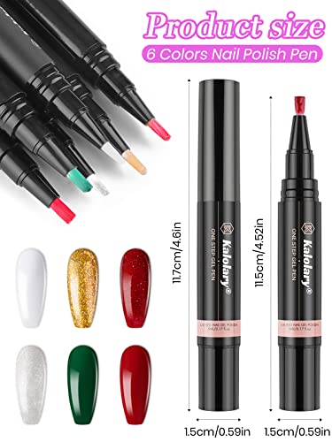 Kalolary 6 Colors Nail Polish Pen, 3 In 1 One Step Nail Gel Pen Brush (No Need Base And Top Coat) For Nail Art Diy Drawing Polish Pen Diy Home Salon #TOP1