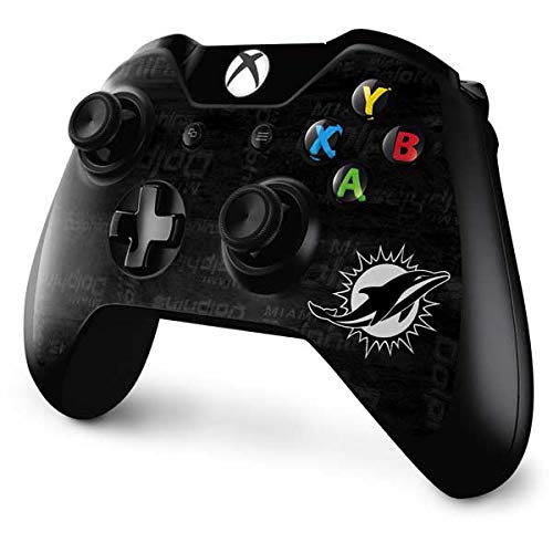 Skinit Decal Gaming Skin Compatible with Xbox One Controller - Officially Licensed NFL Miami Dolphins Black & White Design