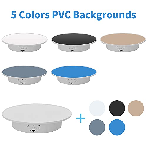 JAYEGT Motorized Rotating Display Stand, 7.87inch /17.6lbs Load, 360 Degree Electric Rotating Turntable for Photography Products, Jewelry, 3D Model ,with 5 Colors Backgrounds -- White