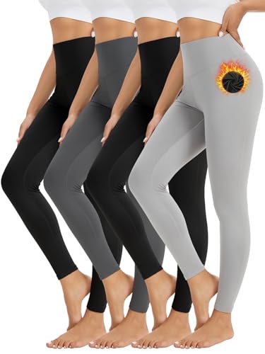 4 Pack Thermal Fleece Lined Leggings for Women