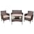 Devoko 4 Pieces Outdoor Patio Furniture Set, PE Rattan Wicker Chairs Balcony Lawn Porch Patio Furniture Sets with Beige Cushion and Table (Brown)