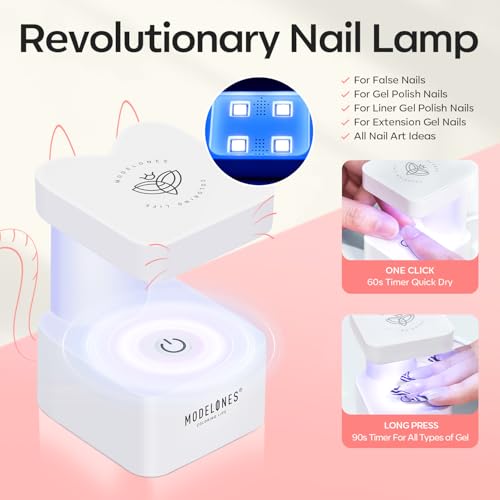 Modelones Gel Nail Kit Medium Oval Gel Nail Tips, 9-in-One Nail Glue with Portable U V Nail Lamp, 216Pcs 12Sizes Press On Acrylic False Nails Tip Nail Extension DIY Nails Art Gift for Women - Image 5