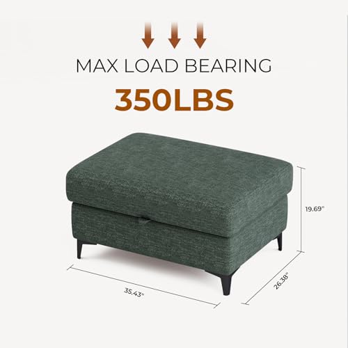 Image of Upvilla 35 inch Large Storage Ottoman Deep Seat Sofa for Living Room (Green)