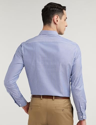 Louis Philippe Men's Easy to Iron Everyday wear Premium Cotton Full Sleeve Stripe Formal Shirt