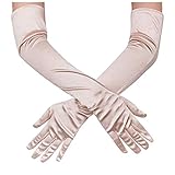 Women's Bridal Long Satin Finger Gloves 1920s Opera Party Wedding Gloves Sun Protection Gloves for Women Girls