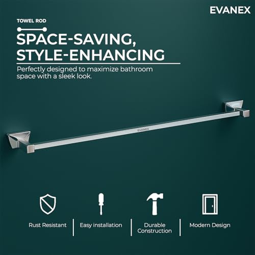 Image of EVANEX EVANEX Bathroom Towel Stand, Towel Holder 304 Grade Stainless Steel Towel Rod Towel Rack for Bathroom Towel Bar Hanger Stand Bathroom Accessories Organiser 24 Inch Chrome (Aquarius)