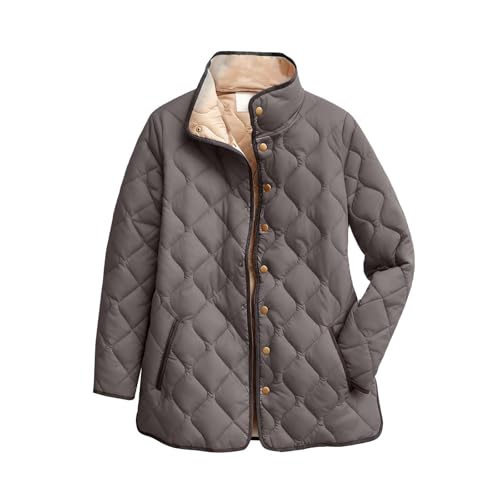 Chaqueta acolchada para mujer, talla grande, abrigos de invierno para mujer, acolchados, gruesos, ligeros, de plumón, a la moda, cuello vuelto, parka, abrigo impermeable, casual, manga larga, cárdigan