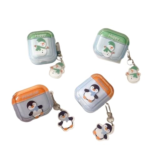 イヤホンケース 雪だるま エアーポッズ4ケース 対応 第4世代 AirPods 1/ 2/ 3/ 4/Pro用ケース ペンダント付き 可愛い 全面保護 耐衝撃 落下防止 着脱簡単 ギフト プレゼント (Airpods1/2,A)
