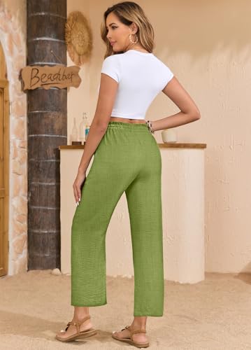 Image of EDUWU Women Casual Pants Loose High Waist Cropped Palazzo Beach Pants Summer Outfits 2026 Trendy
