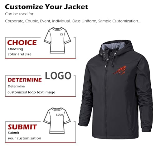 Custom Waterproof Jacket for Men Design Your Lightweight Windbreaker Hooded Raincoat with Logo Text2