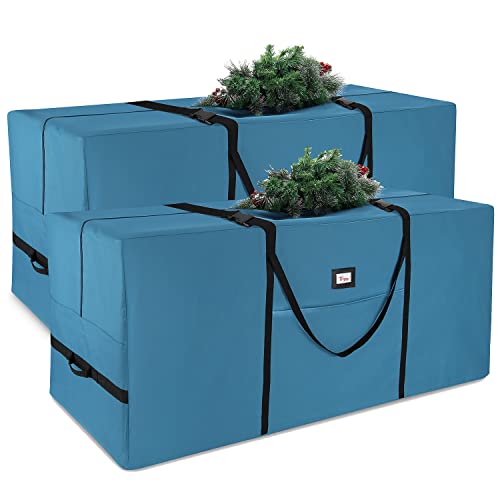 Image of Hearth & Harbor 7.5 ft Christmas Tree Storage Bag - Artificial Christmas Tree Bag with Reinforced Handles, Dual Zipper, Wide Opening - Large Storage Container for Trees and Decorations, 2 Piece set