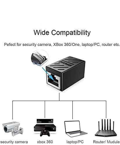 Image of RJ45 Inline Coupler Cat7 /Cat6 /Cat5e Ethernet Network Cable Extender Connector (Pack of 10) Black
