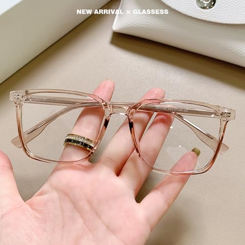 Image of Oversized Square Blue Light Blocking Glasses for Women Men Anti Glare Reduce Eyestrain Computer Glasses