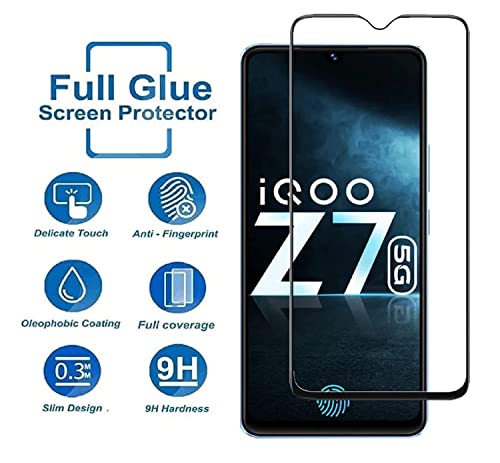 Image of ZARALA Tempered Glass Screen Protector Compatible for IQOO Z7 5G (Black) with Edge to Edge Coverage and Easy Installation kit IQOO Z7 5G