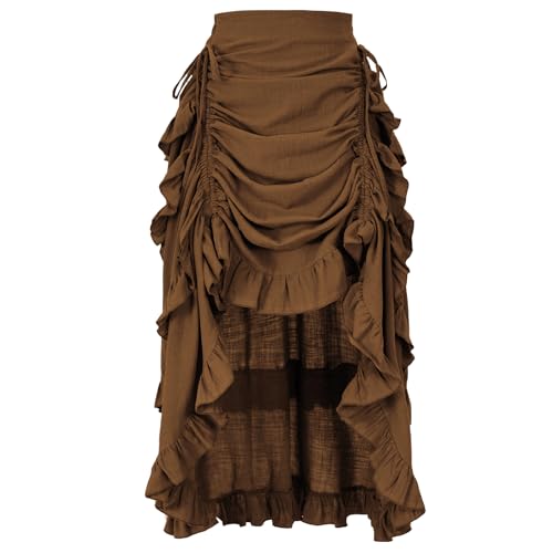 Image of Women's Renaissance Skirt Pirate High-Low Ruffle Maxi Skirts