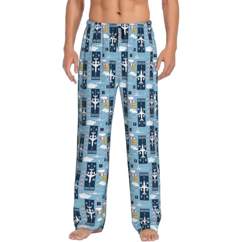 Novastar Mens Pajama Pants Bottoms with Pockets- Airplanes and Aviation Signs Soft Men Pj Pants, Comfy Men Lounge Pants4
