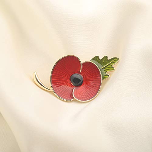 Gzrlyf Poppy Brooch Pin Enamel Flower Pin Solider Remembrance Day Jewerly Memorial Gifts