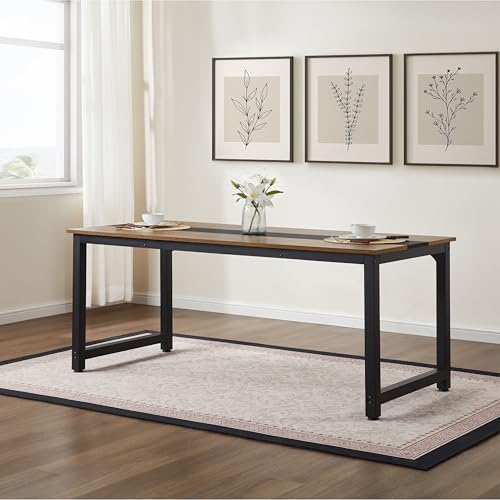 FitStand Large Office Computer Desk with Thicken Frame, 71 inch Modern Simple Workstation Business Furniture for Home Office, Rustic/Black