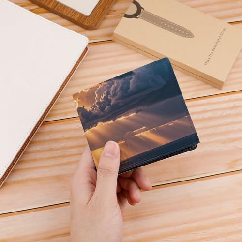 Huge Rain Clouds Wallet Elegant Leather Wallets with ID Window & 2 Card Slots, Slim Bifold Wallet for Men Women4