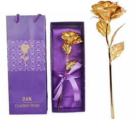 Petrichor Gilded Golden Foil Rose Flower with Luxury Gift Box and Bag Great Gift Idea for Valentine's Day, Mother's Day, Thanksgiving Day, Christmas, Birthday, Anniversary Home Decro/Gifting (1 pc)-picture-29