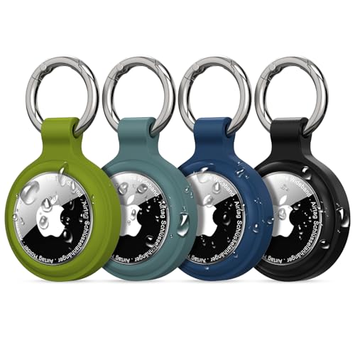 PESTON Llavero AirTag Impermeable IP67 - Funda para Apple AirTag, Antipérdida, Antigolpes y Antiarañazos – Accesorio para Llaves, Mascotas y Equipaje (Pack de 4)
