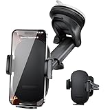 Whatafit スマホホルダー 車 【グレードアップ】 3in1 車載ホルダー スマホスタンド 車 携帯ホルダー 車 【安定性アップ&自由伸縮アーム】 360度回転 超強力真空吸盤 車 スマホスタンド クリップ エアコン 吹き出し口 背面ボタン 片手操作 すまほほるだー 車 手帳型ケース対応 車用品 カー用品 全車種対応 4-7インチ多機種対応 日本語説明書付き