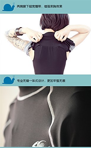 BaronHong Women Lesbian Tomboy Zip Up Chest Binder Quick-Drying Swimwear Set Top+Swimming Pants3