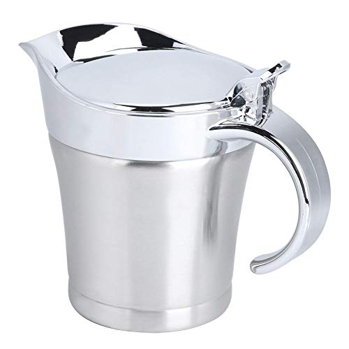 Stainless Steel thermal Gravy Boat, 16Oz Double Insulated Gravy Sauce Jug with Hinged Lid for Family Dinner, Thanksgiving, Halloween, Christmas 450ML