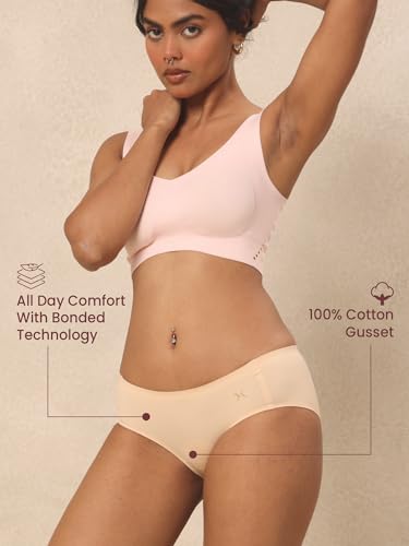 Image of Krvvy Breeze Hipster Underwear for Women | Seamless Mid Waist Panties with Super Stretchable Fabric | Odourless Ventilation | InvisiSoft Edges