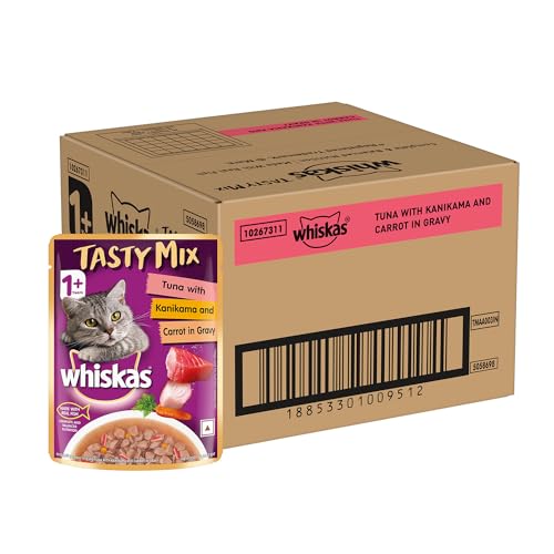 Whiskas Tasty Mix Adult (1+ Year) Wet Cat Food, Tuna with Kanikama & Carrot in Gravy, 70g, Pack of 28| Made with Real Fish| Complete & Balanced Nutrition for Adult Cat (B0CP9DTRJP) Amazon Price History, Amazon Price Tracker
