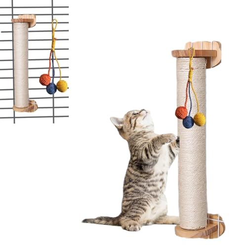 JOYFUSION 猫 爪研ぎ ケージ用 猫用ケージ爪とぎ おもちゃ付きスクラッチャー 爪とぎ 交換可能な減圧式 ロングトンネル猫用爪研ぎベッド 木製ケージ爪とぎ 工具付き爪とぎ 人気 ぎ ケージ取り付け(40CM 白)