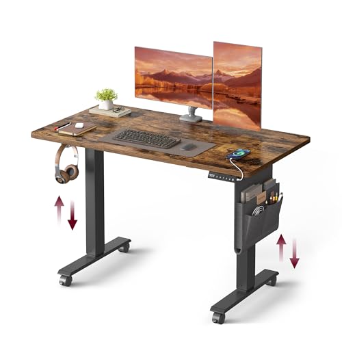 VASAGLE Höhenverstellbarer Schreibtisch elektrisch, 60 x 120 x (72-120) cm,